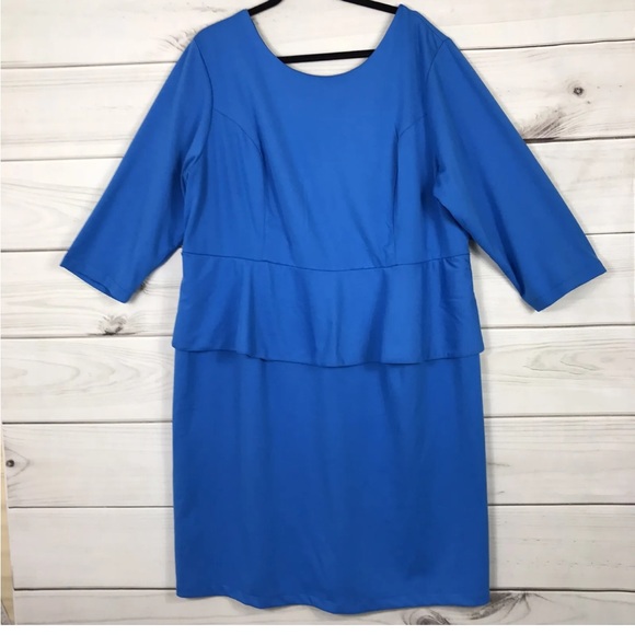 Jessica London plus size peplum zip Dress Blue‎